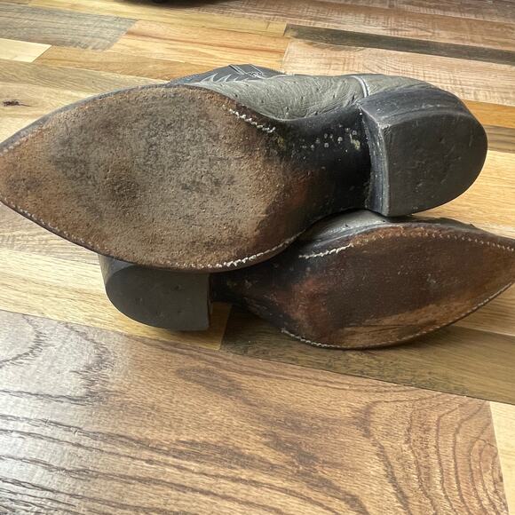 Justin V6005 Gray Ostrich Leather Black Western Cowboy Boots 8.5 main image 7